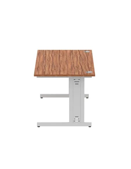 Dynamic Impulse 1600 x 800mm Straight Office Desk Walnut Top Silver Cable Managed Leg I000499