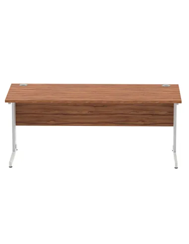Dynamic Impulse 1800 x 800mm Straight Office Desk Walnut Top Silver Cable Managed Leg I000500