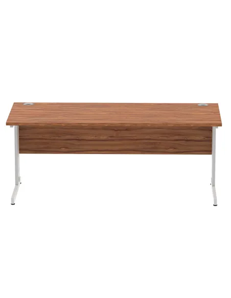 Dynamic Impulse 1800 x 800mm Straight Office Desk Walnut Top Silver Cable Managed Leg I000500
