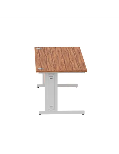 Dynamic Impulse 1800 x 800mm Straight Office Desk Walnut Top Silver Cable Managed Leg I000500