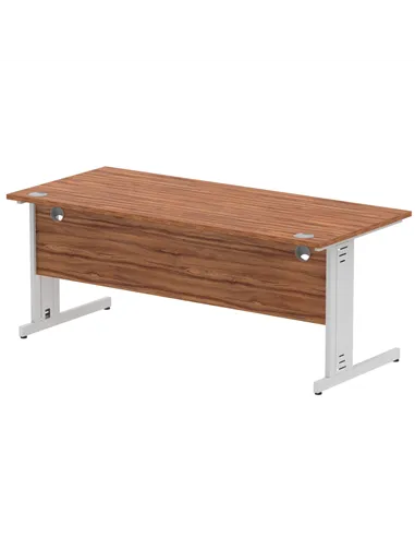 Dynamic Impulse 1800 x 800mm Straight Office Desk Walnut Top Silver Cable Managed Leg I000500