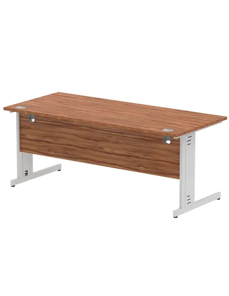 Dynamic Impulse 1800 x 800mm Straight Office Desk Walnut Top Silver Cable Managed Leg I000500