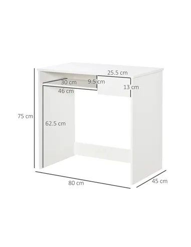 HOMCOM 80cm Compact Computer Desk with Keyboard Tray, Home Office Desk with Drawer for Bedroom Study, White