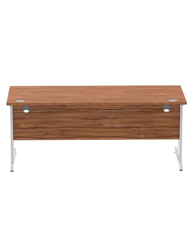 Dynamic Impulse 1800 x 800mm Straight Office Desk Walnut Top Silver Cable Managed Leg I000500