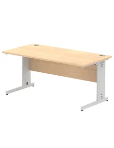 Dynamic Impulse 1600 x 800mm Straight Office Desk Maple Top Silver Cable Managed Leg I000518
