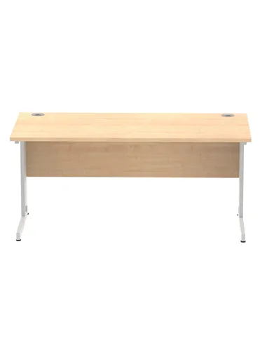 Dynamic Impulse 1600 x 800mm Straight Office Desk Maple Top Silver Cable Managed Leg I000518