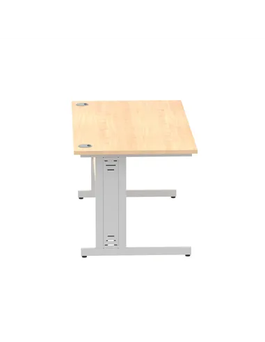 Dynamic Impulse 1600 x 800mm Straight Office Desk Maple Top Silver Cable Managed Leg I000518