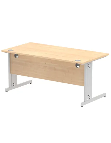 Dynamic Impulse 1600 x 800mm Straight Office Desk Maple Top Silver Cable Managed Leg I000518