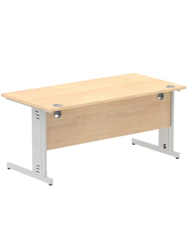 Dynamic Impulse 1600 x 800mm Straight Office Desk Maple Top Silver Cable Managed Leg I000518