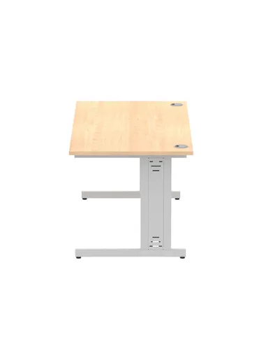 Dynamic Impulse 1600 x 800mm Straight Office Desk Maple Top Silver Cable Managed Leg I000518