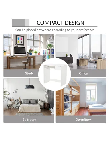 HOMCOM 80cm Compact Computer Desk with Keyboard Tray, Home Office Desk with Drawer for Bedroom Study, White