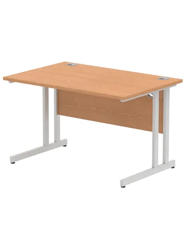 Dynamic Impulse 1200 x 800mm Straight Office Desk Oak Top Silver Cantilever Leg I000806