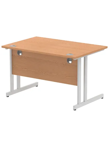 Dynamic Impulse 1200 x 800mm Straight Office Desk Oak Top Silver Cantilever Leg I000806