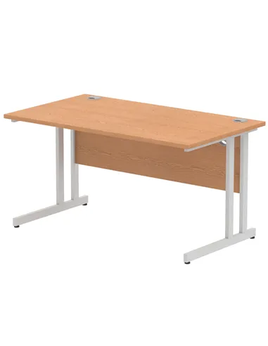 Dynamic Impulse 1400 x 800mm Straight Office Desk Oak Top Silver Cantilever Leg I000807