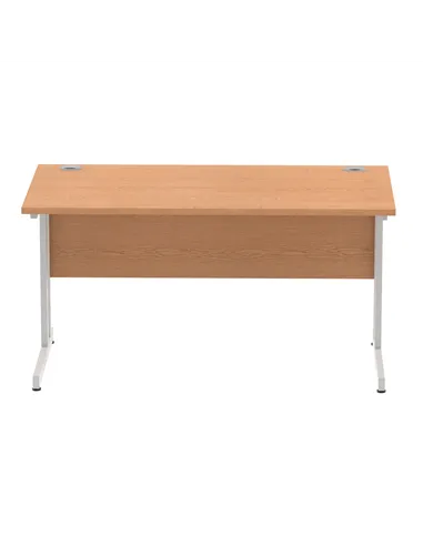 Dynamic Impulse 1400 x 800mm Straight Office Desk Oak Top Silver Cantilever Leg I000807