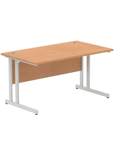 Dynamic Impulse 1400 x 800mm Straight Office Desk Oak Top Silver Cantilever Leg I000807