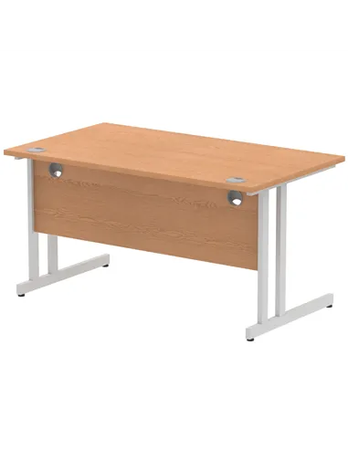 Dynamic Impulse 1400 x 800mm Straight Office Desk Oak Top Silver Cantilever Leg I000807