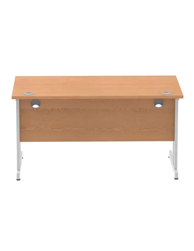 Dynamic Impulse 1400 x 800mm Straight Office Desk Oak Top Silver Cantilever Leg I000807