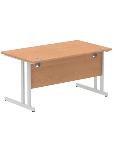 Dynamic Impulse 1400 x 800mm Straight Office Desk Oak Top Silver Cantilever Leg I000807