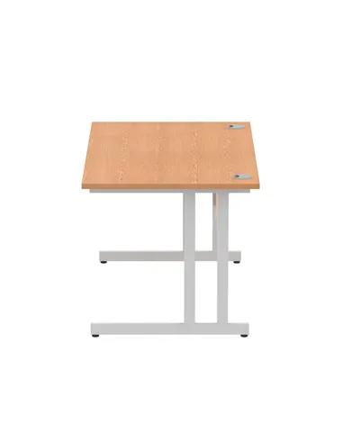 Dynamic Impulse 1400 x 800mm Straight Office Desk Oak Top Silver Cantilever Leg I000807