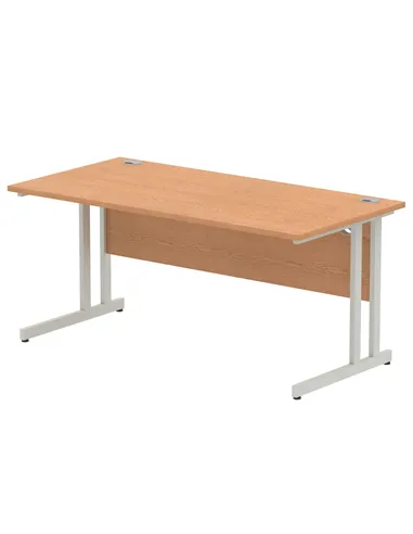 Dynamic Impulse 1600 x 800mm Straight Office Desk Oak Top Silver Cantilever Leg I000808