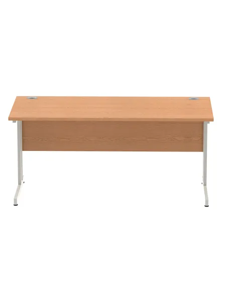 Dynamic Impulse 1600 x 800mm Straight Office Desk Oak Top Silver Cantilever Leg I000808