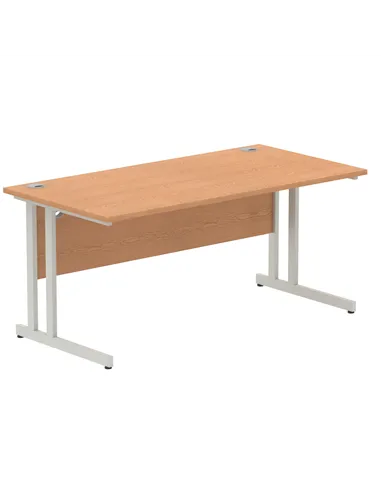 Dynamic Impulse 1600 x 800mm Straight Office Desk Oak Top Silver Cantilever Leg I000808