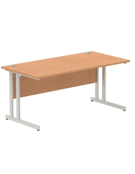 Dynamic Impulse 1600 x 800mm Straight Office Desk Oak Top Silver Cantilever Leg I000808