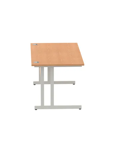 Dynamic Impulse 1600 x 800mm Straight Office Desk Oak Top Silver Cantilever Leg I000808