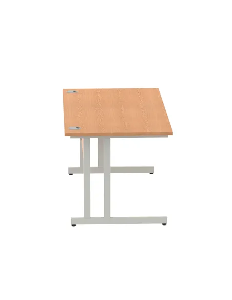 Dynamic Impulse 1600 x 800mm Straight Office Desk Oak Top Silver Cantilever Leg I000808