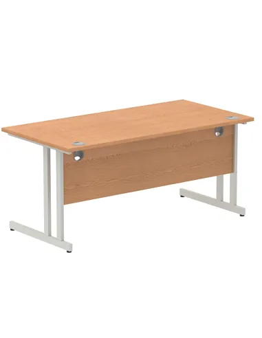 Dynamic Impulse 1600 x 800mm Straight Office Desk Oak Top Silver Cantilever Leg I000808