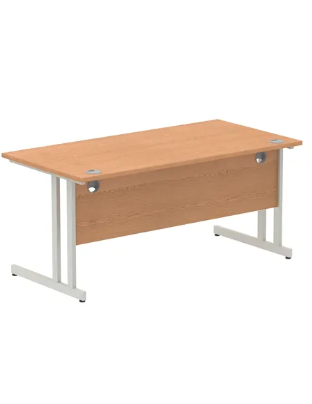 Dynamic Impulse 1600 x 800mm Straight Office Desk Oak Top Silver Cantilever Leg I000808