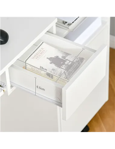 HOMCOM 80cm Compact Computer Desk with Keyboard Tray, Home Office Desk with Drawer for Bedroom Study, White