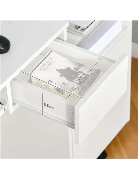 HOMCOM 80cm Compact Computer Desk with Keyboard Tray, Home Office Desk with Drawer for Bedroom Study, White