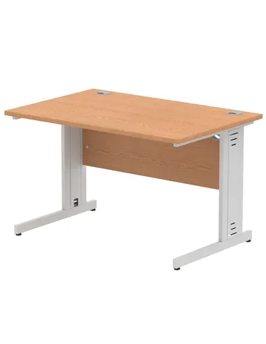 Dynamic Impulse 1200 x 800mm Straight Office Desk Oak Top Silver Cable Managed Leg I000850
