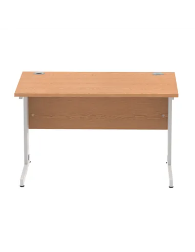 Dynamic Impulse 1200 x 800mm Straight Office Desk Oak Top Silver Cable Managed Leg I000850