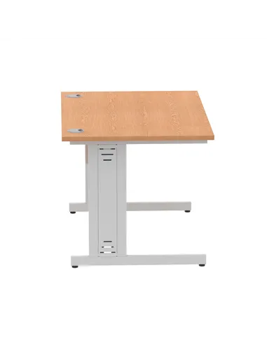 Dynamic Impulse 1200 x 800mm Straight Office Desk Oak Top Silver Cable Managed Leg I000850