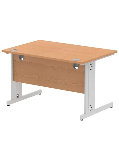 Dynamic Impulse 1200 x 800mm Straight Office Desk Oak Top Silver Cable Managed Leg I000850