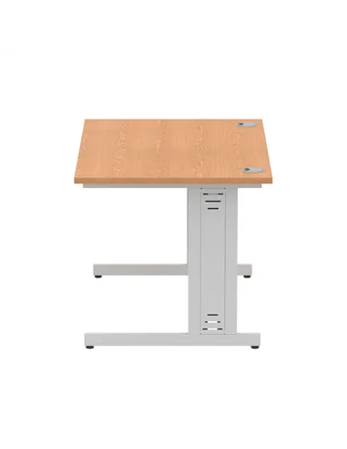Dynamic Impulse 1200 x 800mm Straight Office Desk Oak Top Silver Cable Managed Leg I000850
