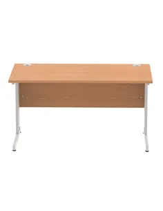 Dynamic Impulse 1400 x 800mm Straight Office Desk Oak Top Silver Cable Managed Leg I000851 2