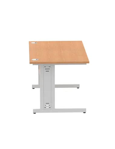 Dynamic Impulse 1400 x 800mm Straight Office Desk Oak Top Silver Cable Managed Leg I000851