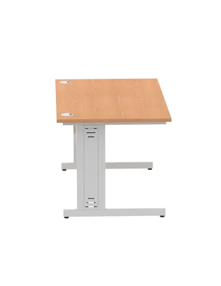 Dynamic Impulse 1400 x 800mm Straight Office Desk Oak Top Silver Cable Managed Leg I000851