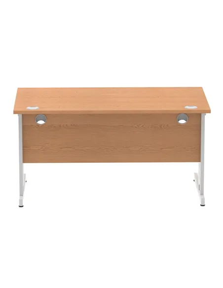 Dynamic Impulse 1400 x 800mm Straight Office Desk Oak Top Silver Cable Managed Leg I000851