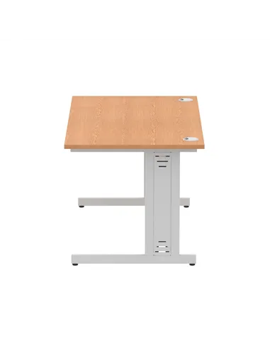 Dynamic Impulse 1400 x 800mm Straight Office Desk Oak Top Silver Cable Managed Leg I000851