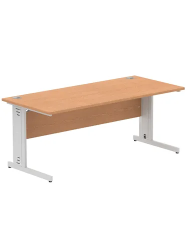 Dynamic Impulse 1800 x 800mm Straight Office Desk Oak Top Silver Cable Managed Leg I000853