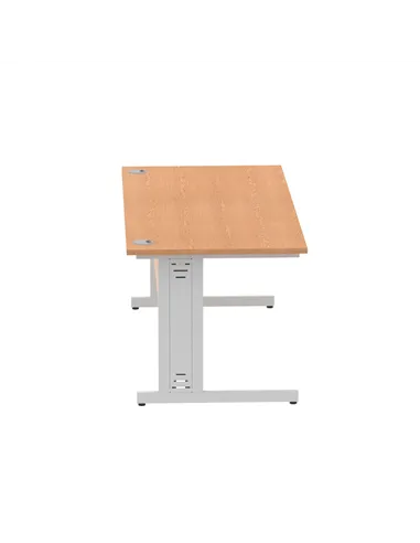 Dynamic Impulse 1800 x 800mm Straight Office Desk Oak Top Silver Cable Managed Leg I000853