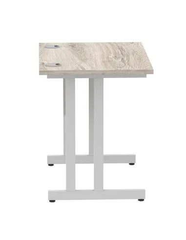 Dynamic Impulse 800 x 600mm Straight Office Desk Grey Oak Top Silver Cantilever Leg I003060