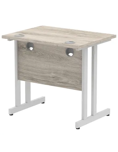 Dynamic Impulse 800 x 600mm Straight Office Desk Grey Oak Top Silver Cantilever Leg I003060