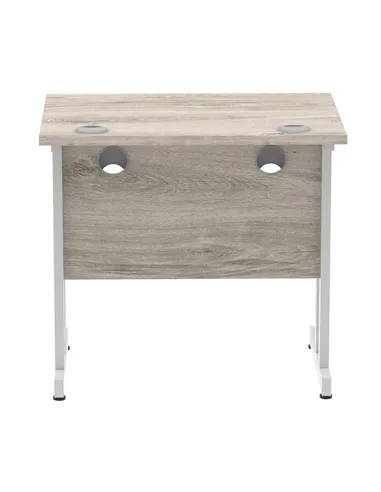 Dynamic Impulse 800 x 600mm Straight Office Desk Grey Oak Top Silver Cantilever Leg I003060