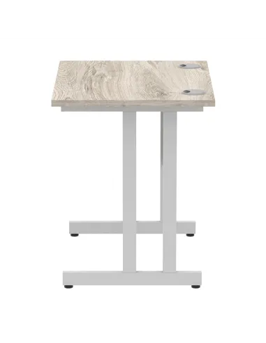 Dynamic Impulse 800 x 600mm Straight Office Desk Grey Oak Top Silver Cantilever Leg I003060